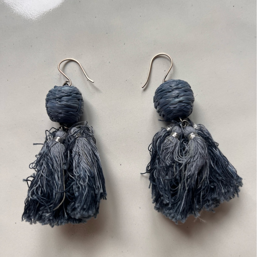 Chan Luu Navy Tassel Earrings